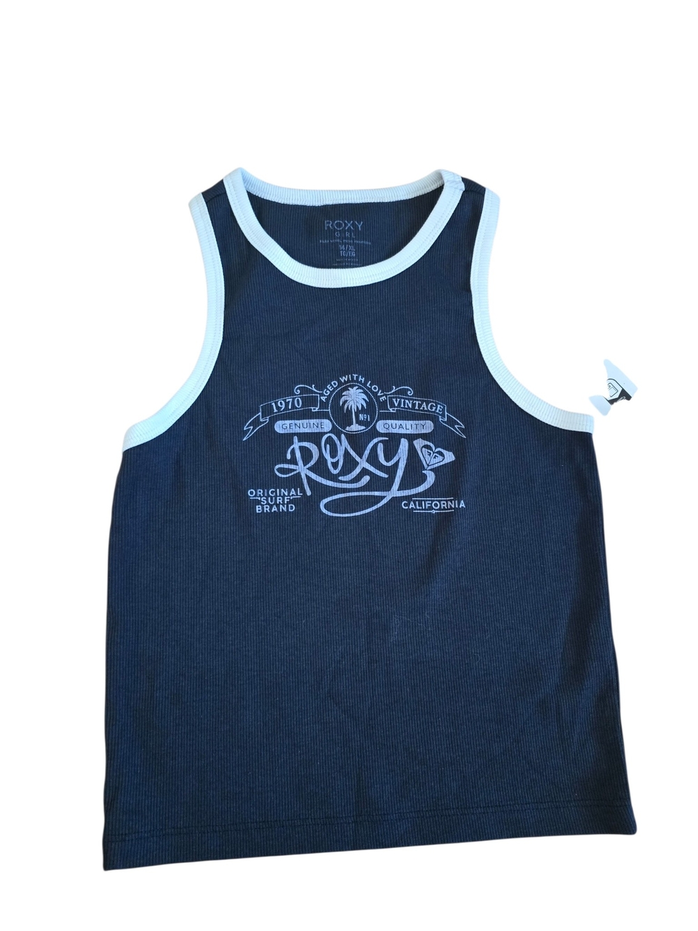 Roxy Navy Tank Top with Light Blue Trim and Logo